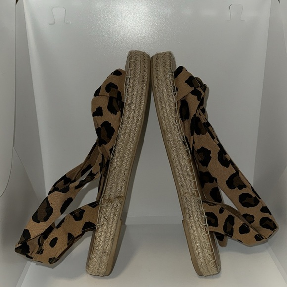 OLD NAVY Sandals Ankle Tie Lace Up Leopard Print Platform Espadrilles Women’s 8 - Picture 7 of 11